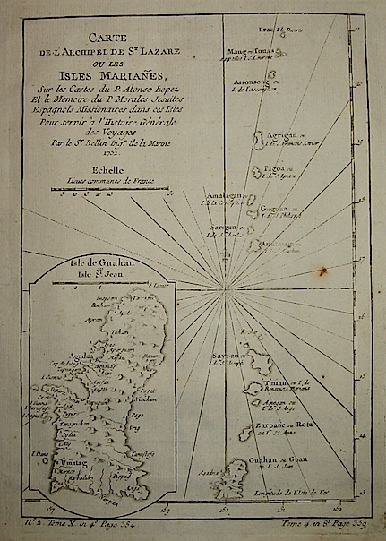 Bellin Jacques-Nicolas (1703-1772) Carte de l'Archipel de St.Lazare ou Isles Marianes... 1752 Parigi